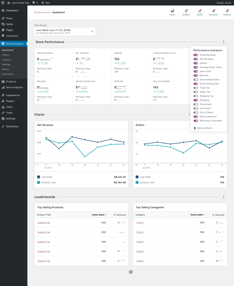 WooCommerce online store dashboard01